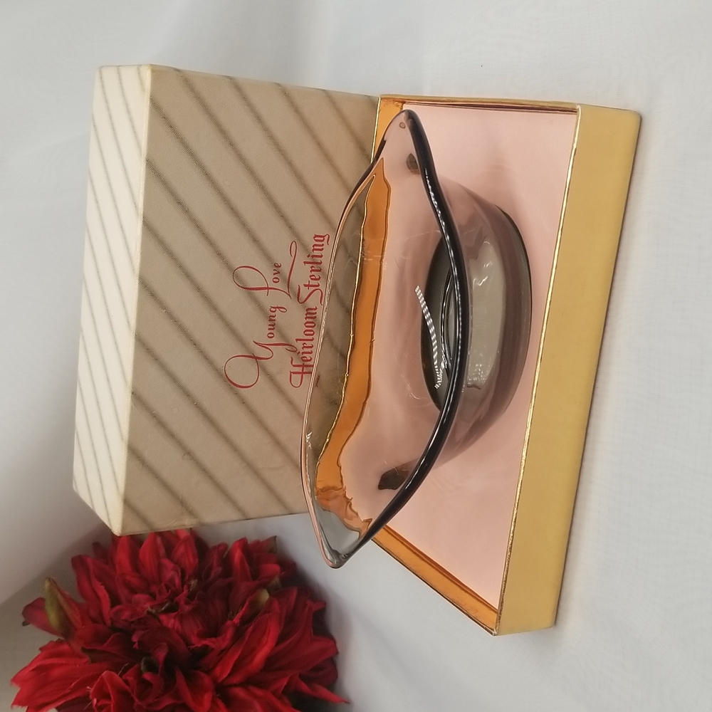 Rare Heisey Dawn Leaf Jelly Dish with Original Gift Box